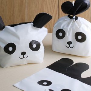 50pcs/Lot Standing-ear Panda Plastic Gift Bag