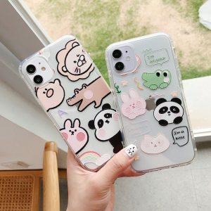 Panda and Friends Stick Drawing Transparent Phone Case