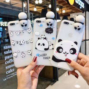3D Panda Doll and Prints Soft Phone Case