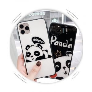Black-and-White Panda Cartoon Drawings Phone Case