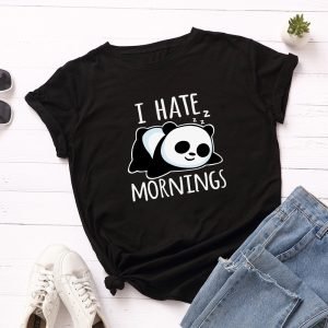 Womens I HATE MORNINGS Panda Tee