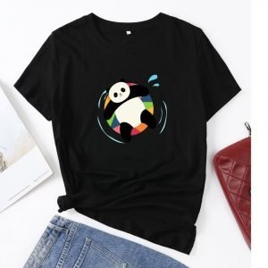 Womens Rainbow Swim Ring Panda Tee