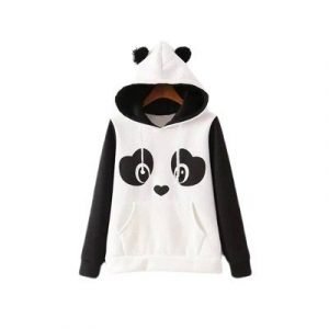Women Panda Pocket Hoodie Sweatshirt