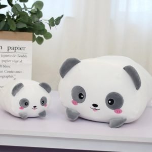 Crouching Smiley Panda Throw Pillow