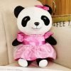 Pink Silk Dress Girl Panda Plush