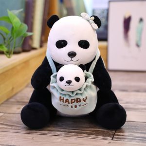 Happy Mother and Baby Panda Plush