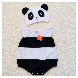 Two-piece Sleeveless Baby Romper with Panda Hat