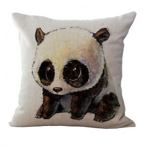 Panda Baby Cotton and Linen Cushion Case