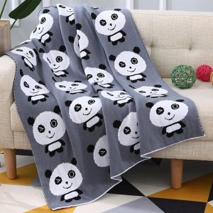 Group Panda Cotton Knitted Blanket