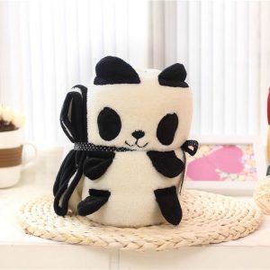 Coral Velvet Panda Blanket Cushion Two-in-One