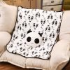Cartoon Panda Head Coral Velvet  Blanket and Cushion Set