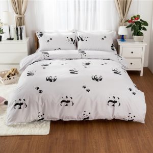 Cute Cartoon Panda Bedding Set 4pcs Cotton Duvet Cover Sheet Pillowcase