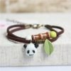 Adjustable Panda Bamboo Leaves Handmade Bracelet