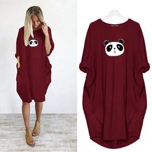 Panda Face Loose Pocket Dress