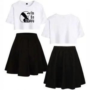 Panda Print Two-piece A-Line Skirt