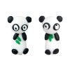 Handmade Clay Bamboo Leaf Panda Stud Earrings
