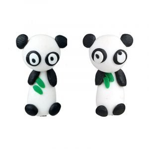 Handmade Clay Bamboo Leaf Panda Stud Earrings