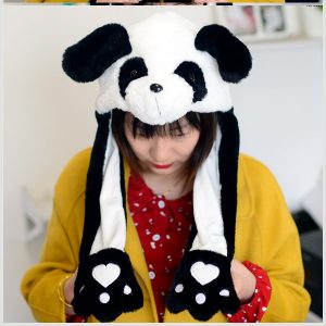 Plush Panda Hat with Airbag Paws and Earflap