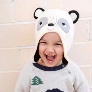 Smiley Panda Kids Knit Hat