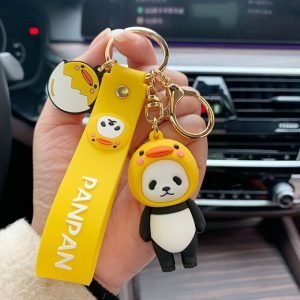 Panda in Chicken Hat Keychain