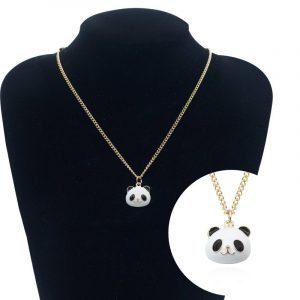 Vintage Smiley Panda Face Pendant Necklace