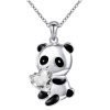Panda Zircon Heart Necklace
