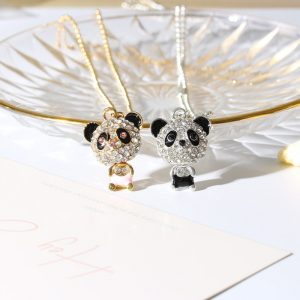Long Sparkling Panda Necklace