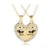 Two-Piece Best Friends Heart Panda Pendant Necklace