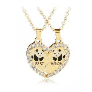 Two-Piece Best Friends Heart Panda Pendant Necklace