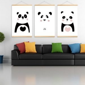 Simple Cartoon Panda Scroll Painting
