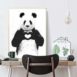 Cool Panda Heart Love Painting