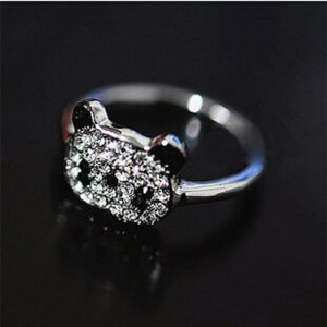 Rhinestone Panda Face Ring