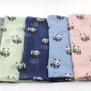 Panda Print Viscose Long Scarf