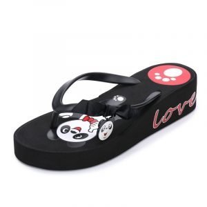 Panda Bowknot Wedge Flip-flop