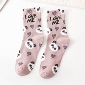 Girls Cartoon Panda Head Prints Socks