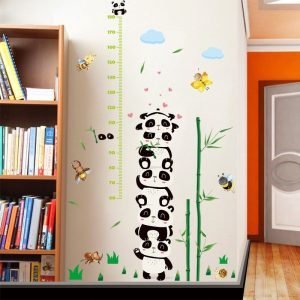 Group Panda and Bamboo Height Measure Wall Sticker