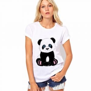 Sitting Panda Cartoons Women T-shirt