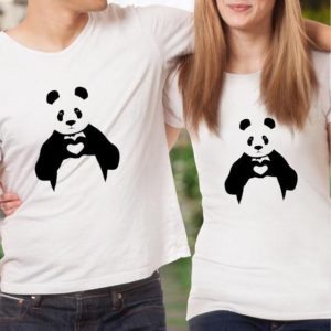 Panda Heart Print Couple T-shirt