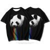Mens 3D Digital Printed Panda Black T-shirt