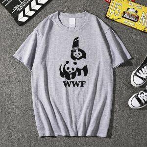 Unisex Panda and Friend Cartoon T-shirt