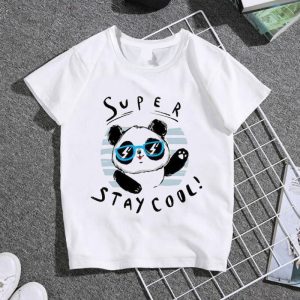 Kids Black-and-White Panda Cartoons T-shirt