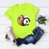 Womens Cartoon Panda and Sloth Colored T-shirt